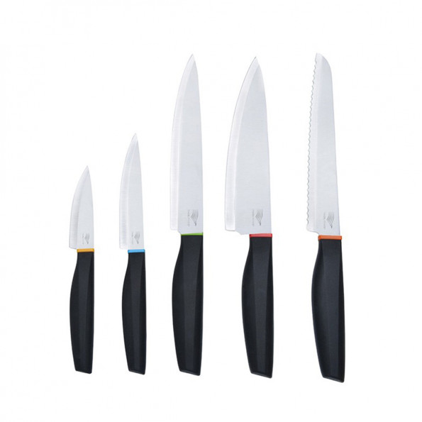 Set de 5 couteaux bague couleur