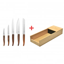 Set de 5 couteaux +  range-couteaux pour tiroir
