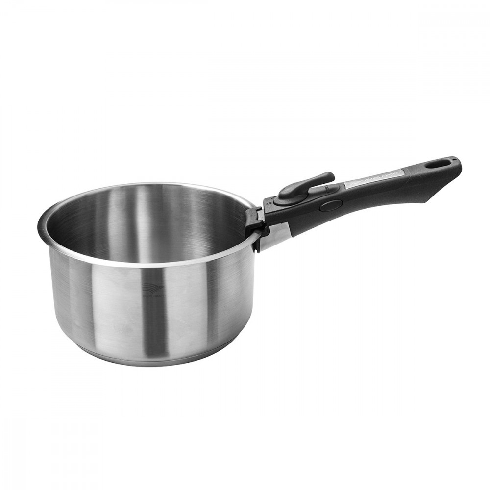 Lot de 3 casseroles inox + 1 manche amovible