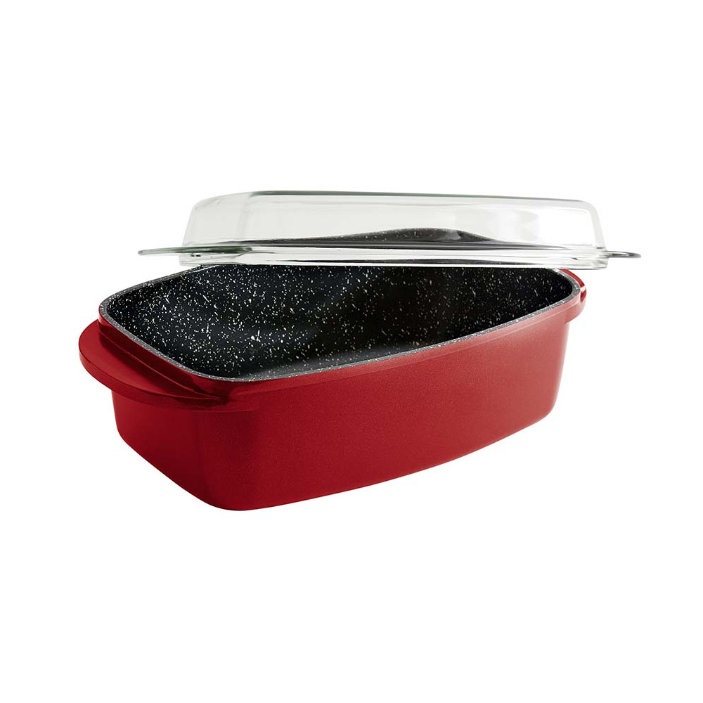 Plat four fonte d'aluminium avec couvercle