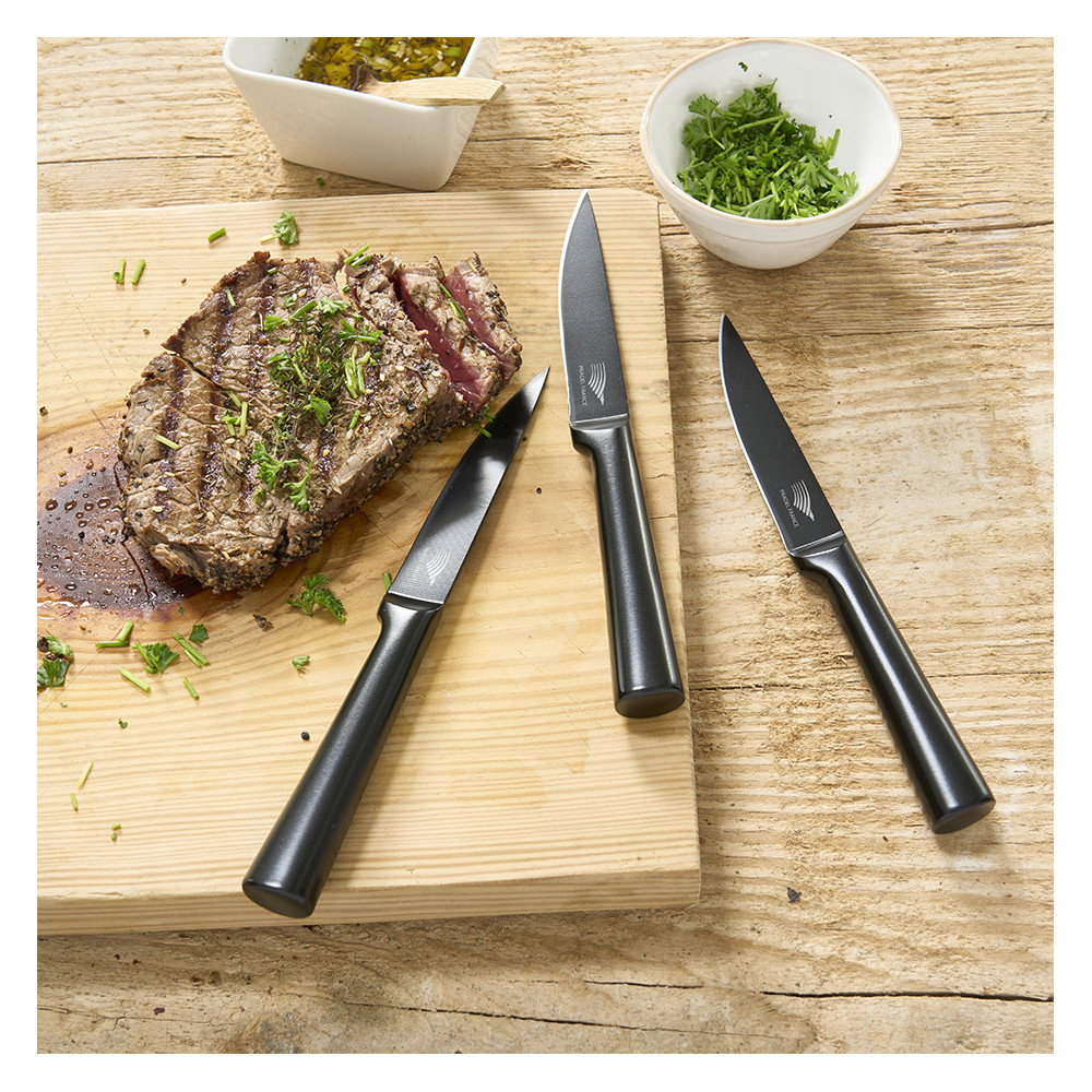 Set de 6 couteaux à steak tout inox noir