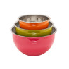 Lot de 3 saladiers inox multicolores avec couvercles