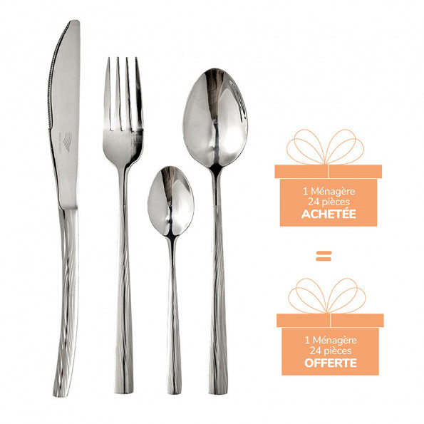 Ménagère 24 pièces "AMBOISE" +  24 pièces OFFERTES