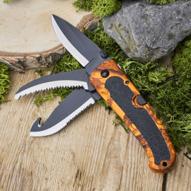 Couteau pliant 3 lames avec étui