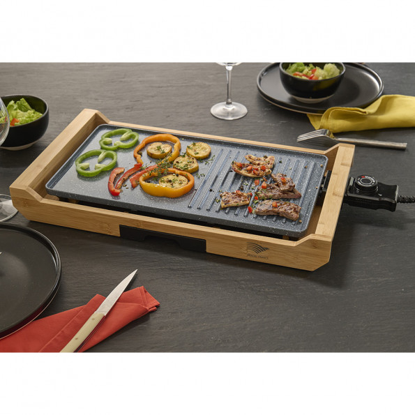 Plancha grill électrique support bambou