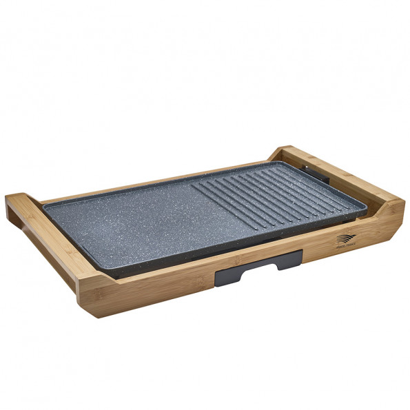 Plancha grill électrique support bambou