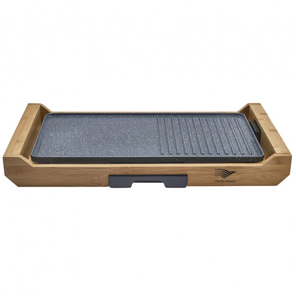 Plancha grill électrique support bambou