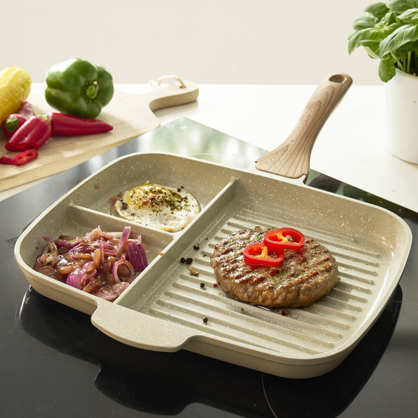 Poêle grill compartimentée